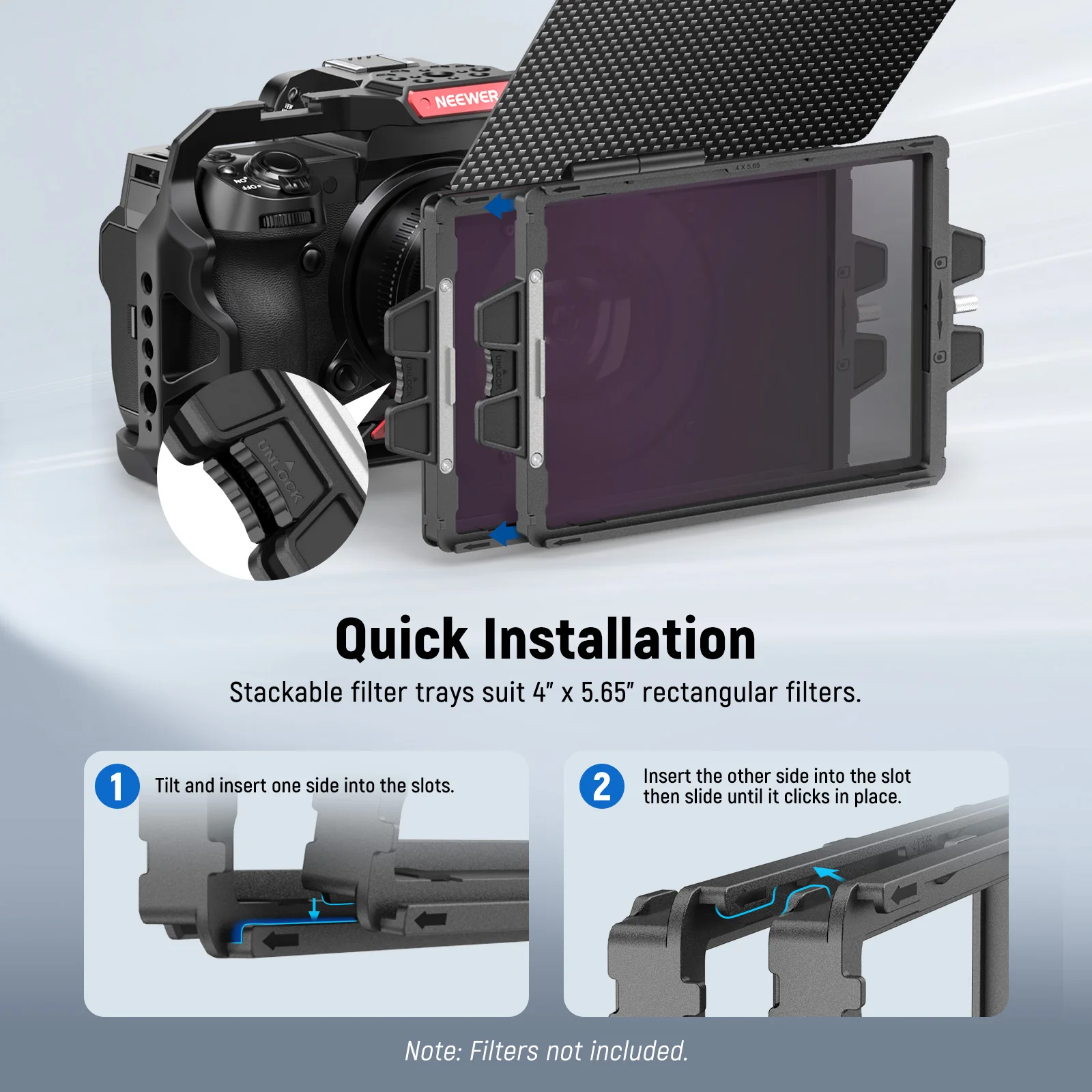 NEEWER PG002 صندوق صغير غير لامع مع علبة مرشح 4 بوصة × 5.65 بوصة علم ألياف الكربون لـ K&F NISI TIFFEN Cinema Filte لعدسة 67/72/77/82 مللي متر