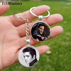 New Singer Elvis Keychain Rock Star Art Photo Handmade Glass Cabochon Pendant Key Ring Fashion Fans Collection Jewelry