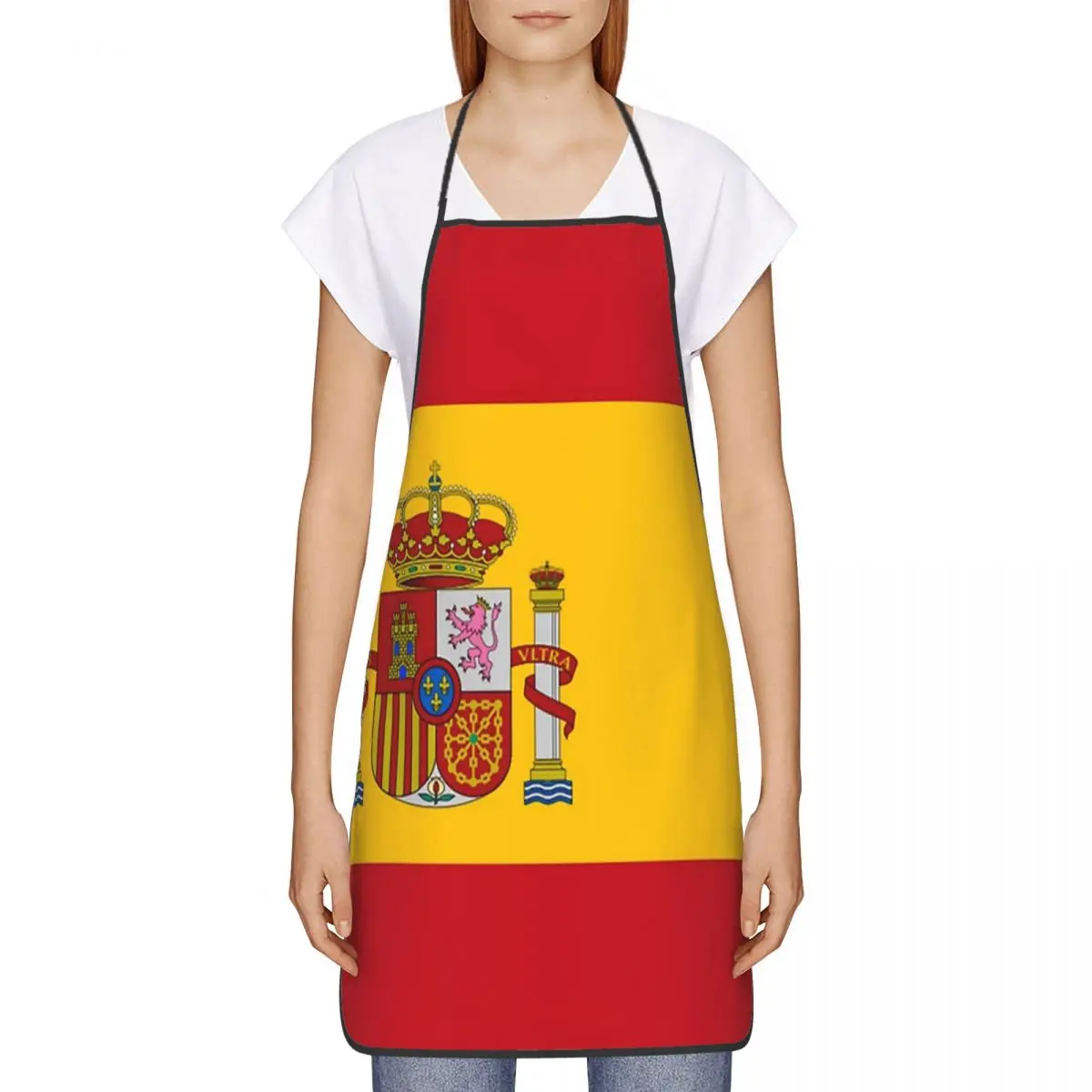 Spanish Flag Apron Chef Cooking Baking Tablier Sleeveless Bib Kitchen Cleaning Pinafore for Women Men Painting