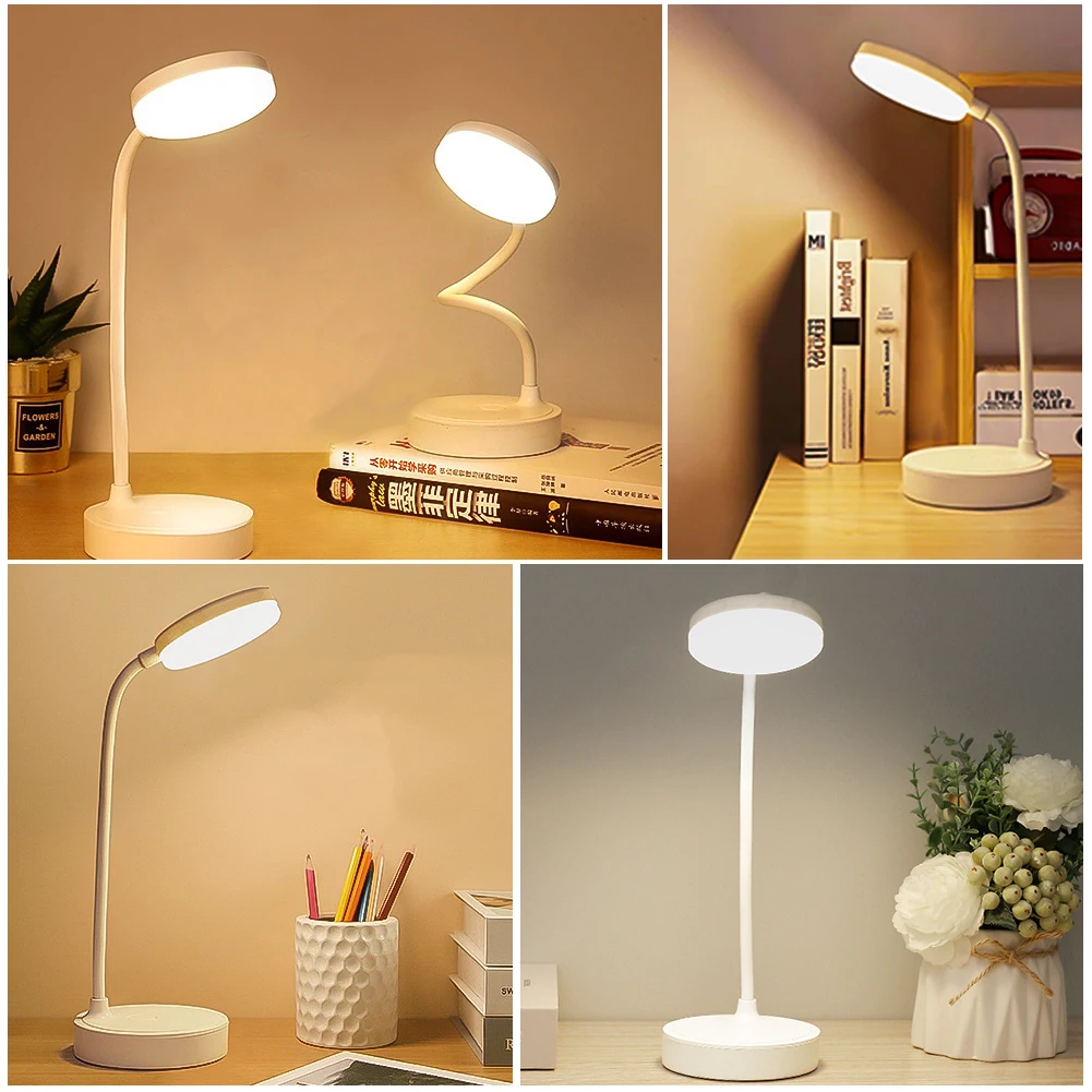 Dimmable LED Desk Lamp Touch Table Lamp USB Plug-in Night Light Touch 3 Gear Dimming Portable Book Reading Lamp