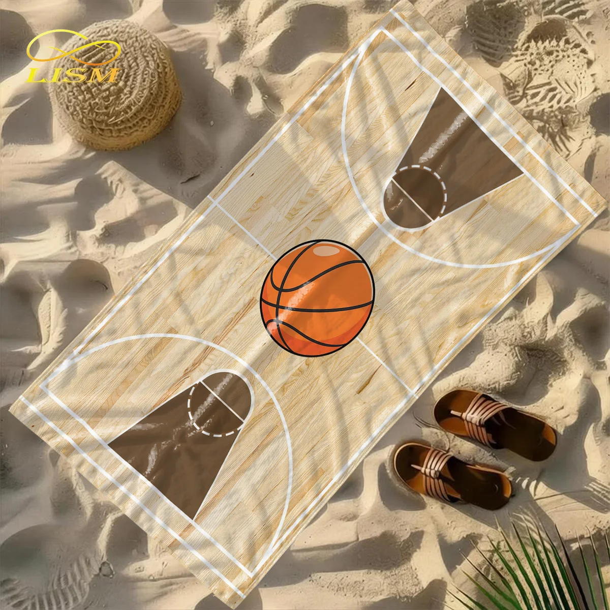 

1pc Basketball Court Towel-Oversized, Absorbent Microfiber, Quick Dry, Ideal for Travel, Swimming, Surfing Bath Towel