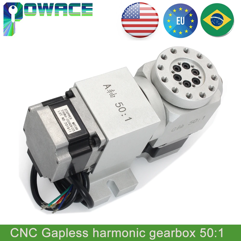 

4-й 5-й опорный станок с ЧПУ, ось C, ось 50:1, вращающаяся ось, делительная головка коробки передач для гармоники без люфта + шаговый двигатель