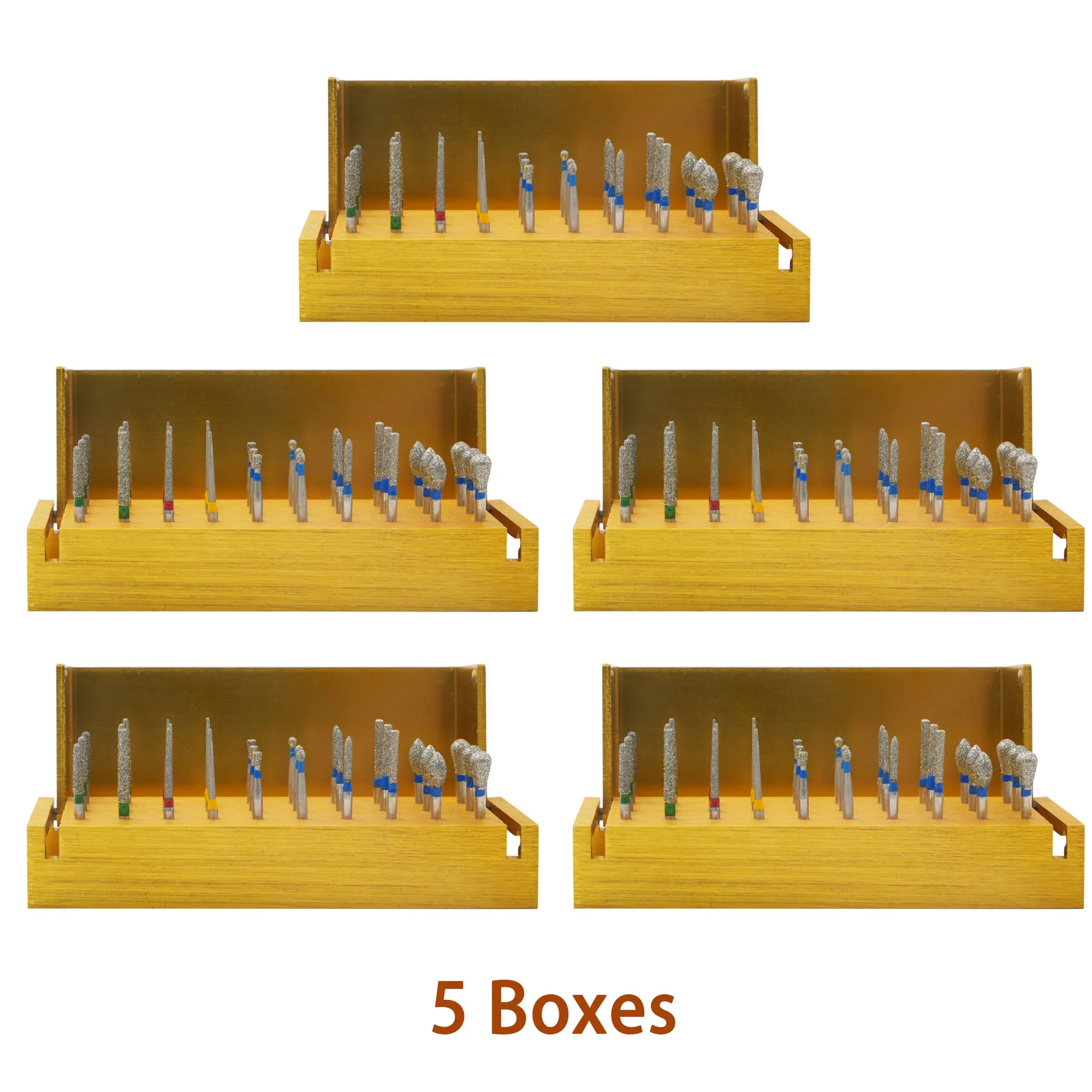 5 Set Dental Diamond Burs Drill Disinfection Block For High Speed Handpiece Sterilization Block Holder Aluminium Dentistry Tools
