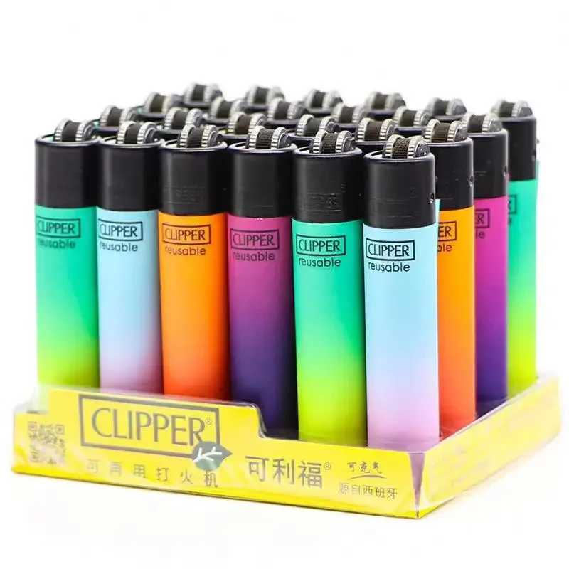 Clipper Spain Original Gasoline Lighter Grinding Wheel Flint Lighter Refillable Gas Rainbow Lighter Boxed Gadgets Cigarette Acce