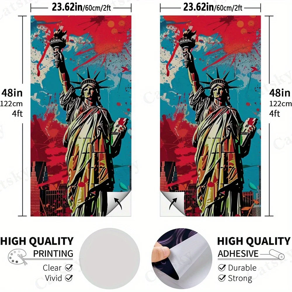 Graffiti - Style Statue of Liberty,Urban Art,Patriotic Decor,High Value! 2D Flat Vinyl Sandboard Stickers - Bubble-Free, Easy Ap