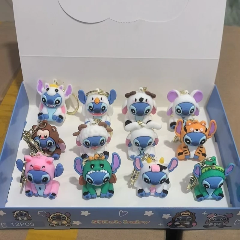 12pcs Set Stitch Cartoon New Keychain Blind Box Blind Bag Desktop Decoration Model Ornament Cute Little Pendant Children DayGift