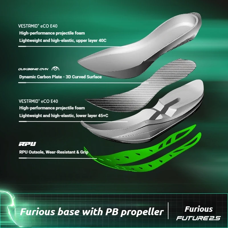 361 Degrees Furious Future 2.5 Running Cushioned Stable Shoes Marathon Plate Racing Carbon Breathable Durable Sneakers 672612228 view 3