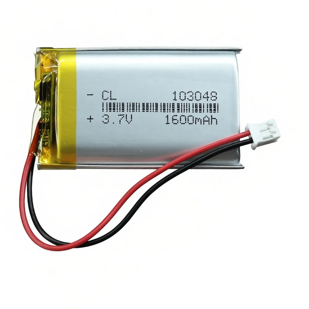 103048 1600mAh 3.7V+PH 2.0mm 2P Plug Polymer Rechargeable Battery for Bluetooth Speaker Headset Recorder Mobile Power Laptop DVD