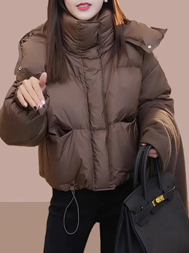 

Women's Thiened ort Cotton Jaet Autumn Winter New Sle Durable down Filled Bread Sle Coat Korean Loose Fit Zipper Cl...