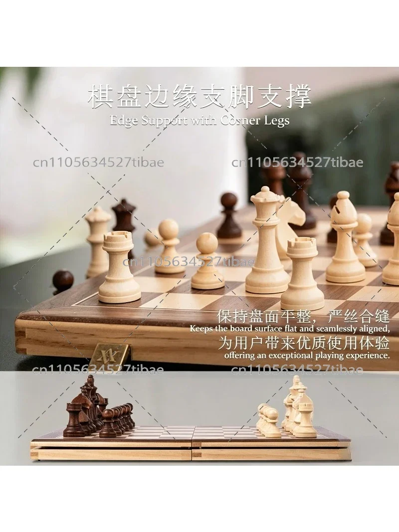 Magnetic Chess Set Solid Wood Chessboard Portable Deluxe Board Game Travel Friendly Durable High Quality