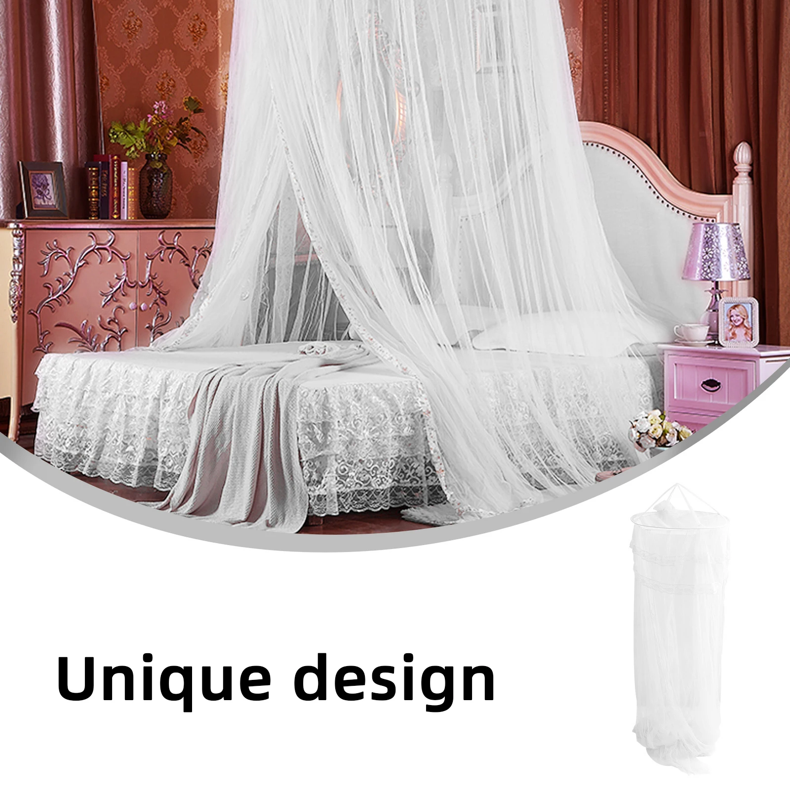 

Dome Window Curtain Round Bed Canopy Mosquito Net Single Door White Iron Wire Breathable Loft Bedroom Hanging Dome