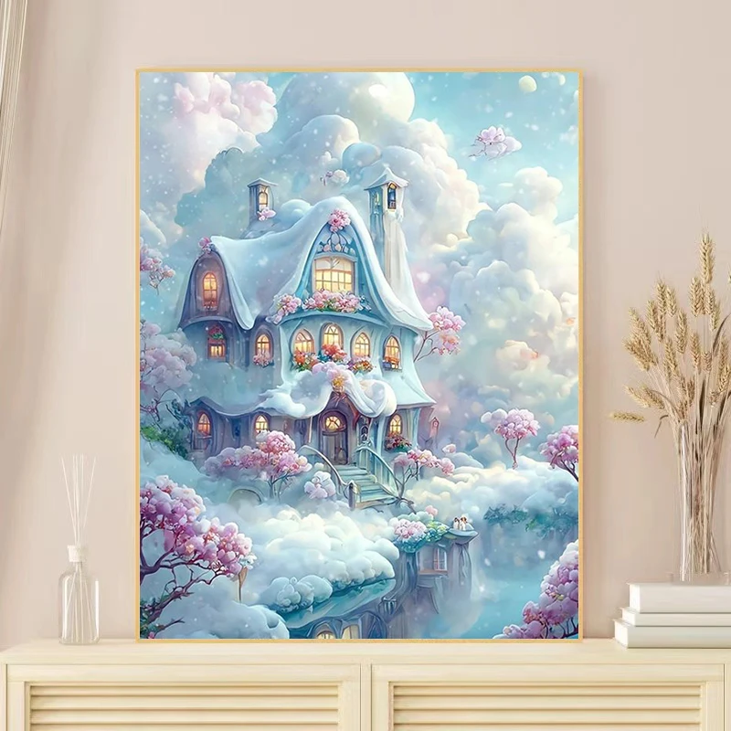 

Elegant Diamond Painting Scenic View 2026 New Style House Living Room Bedroom Brick Stone Sticker Dot Diamond Cross Stitch