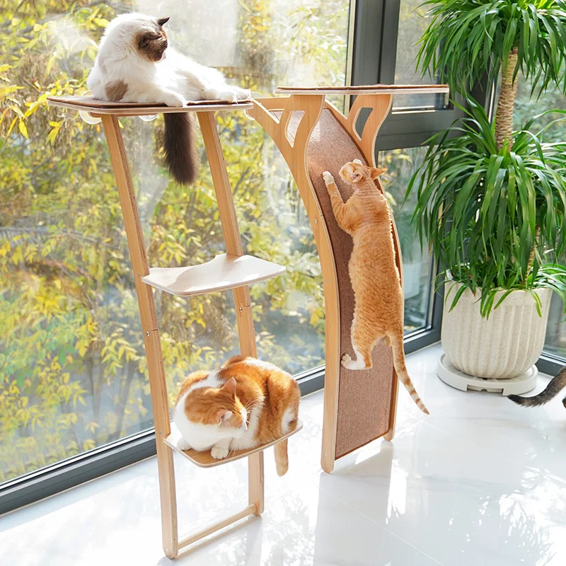 

Cat observation deck, observation deck, cat climbing frame, suction cup, nest, cat tree integrated, large solid wood jumping