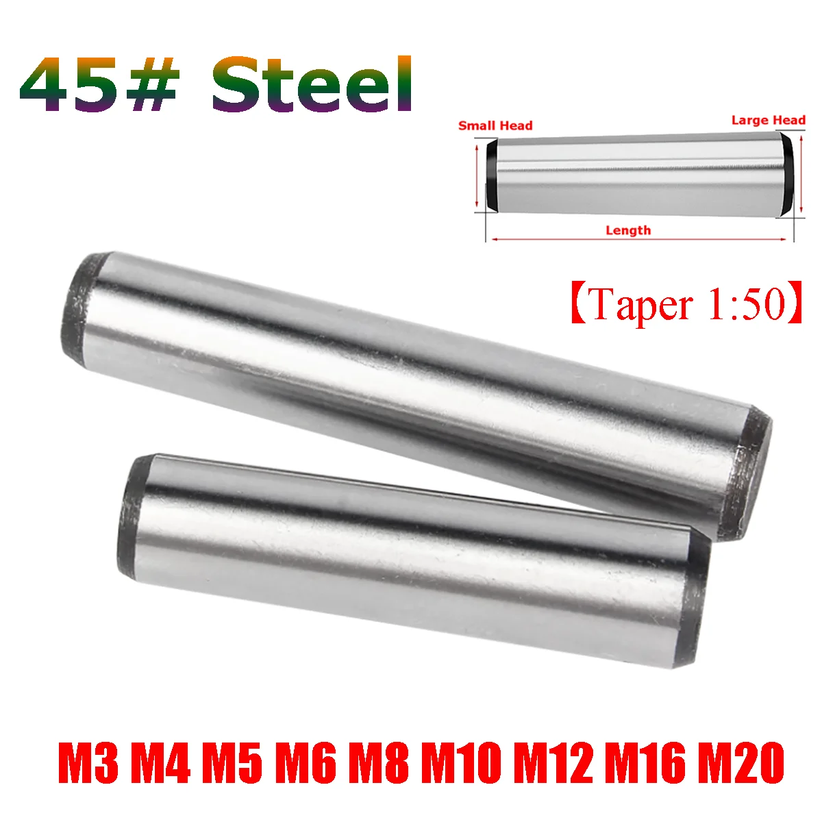 M3 M4 M5 M6 M8 M10 M12 M16 M20 GB117 45# Steel Quenched Solid Conical Pin 1:50 Taper Positioning Pins Length 10mm-160mm
