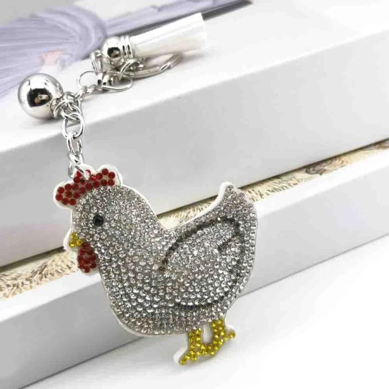 DXAB 2PCS أنيقة Chicken Keychain Rhinestonship
