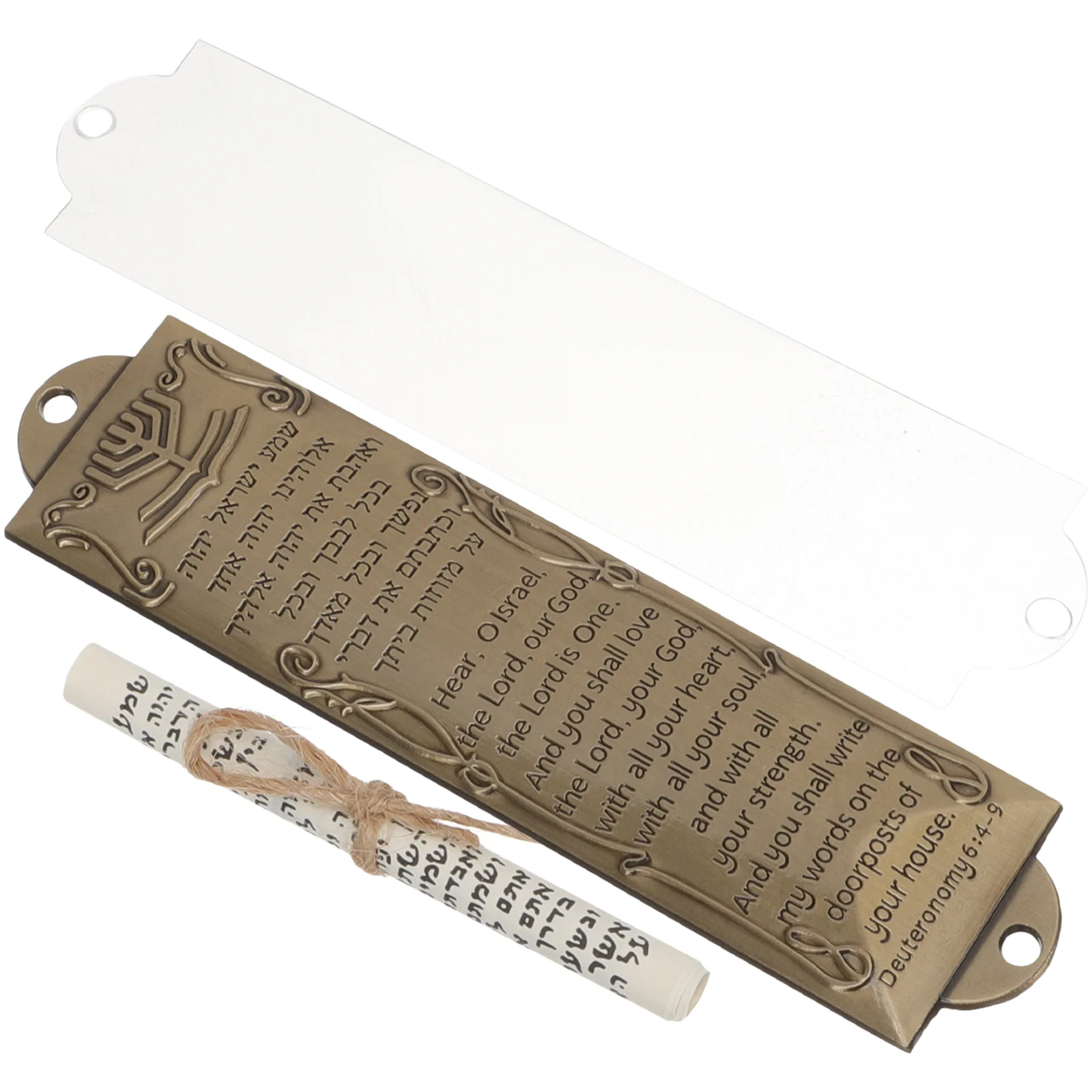 Modern Religious Holy Scroll Commemorate Alloy Mezuzah Man Embellished Memorial Gift