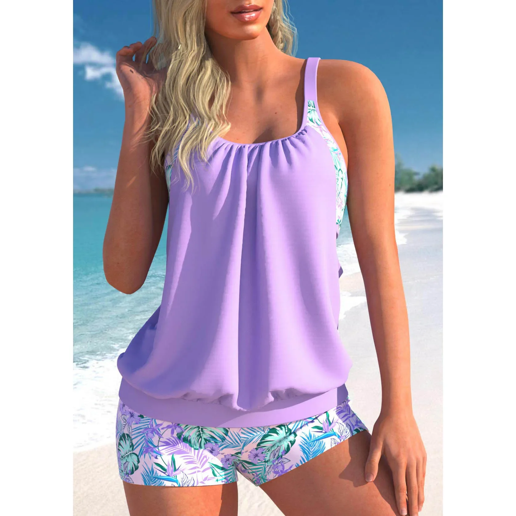 2023 Nieuwe Dames Sexy Badmode Fashion Print Zwemmen Tankini Monokini Badmode Tweedelige Zomer Losse Maat Strandkleding