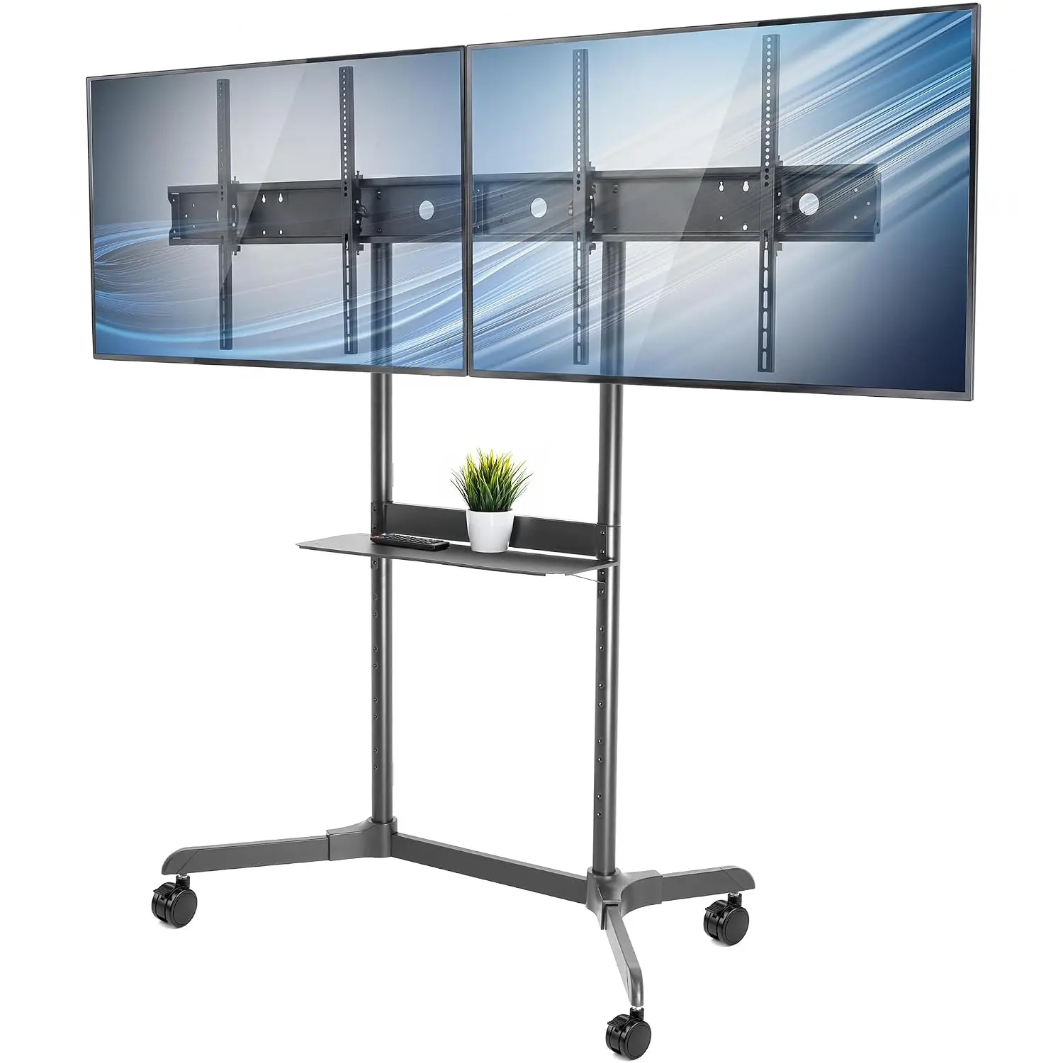 Heavy-Duty Mobile Dual TV Stand for 55
