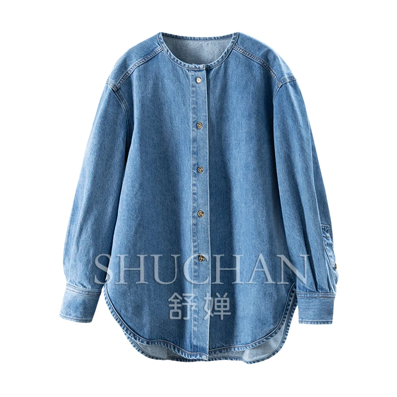 

Early Autumn Remodeling Denim Aesthetics, Loose Arc Pendulum Pure Cotton Denim Jacket Women 79B1