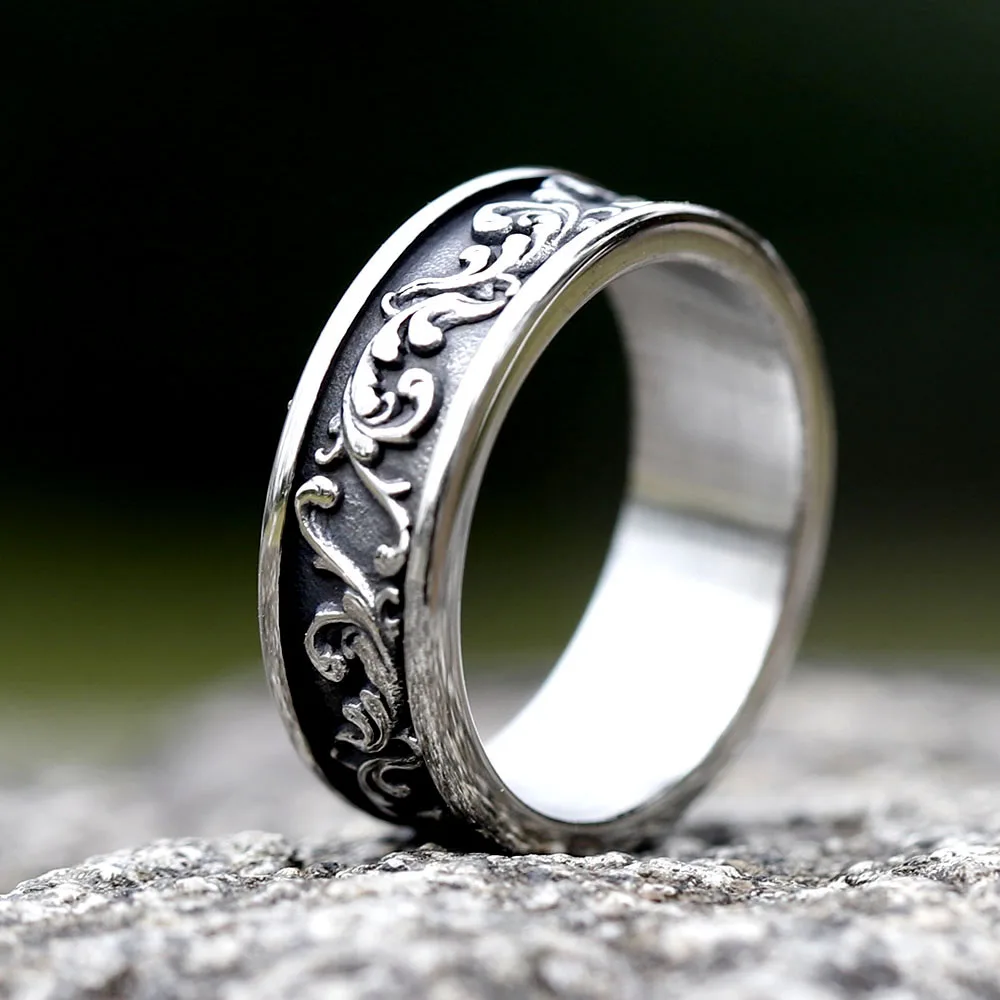 2023 neue Ankunft Edelstahl Viking Spindrift Muster Runde Ring mode Vintage für geschenk Schmuck kostenloser versand