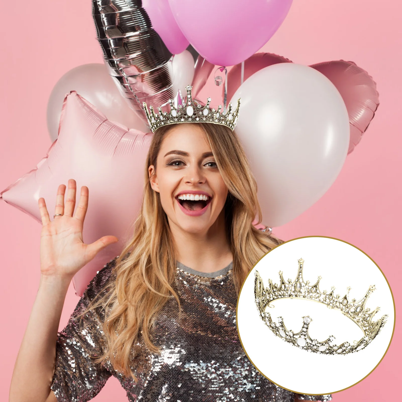 Tiara nupcial elegante, corona de boda de cristal, accesorio para la cabeza para fiesta de novia, banquete, Tiara de latón para mujer