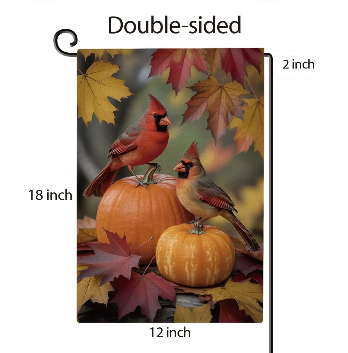 Fall Cardinal Pumpkin Garden Flag Double Sided Autumn Maple Leaves Yard Flag Seasonal Thanksgiving Outdoor Decoration for Pa yyi
