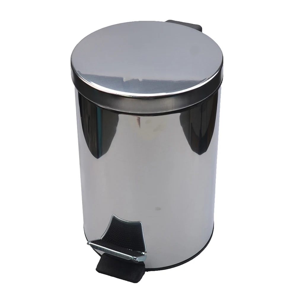 

Stylish Trash Can 5L Large Capacity Anti Slip Pedal Kitchen Bedroom Bathroom Home Metal Garbage Can Low Noise Odor Sealed
