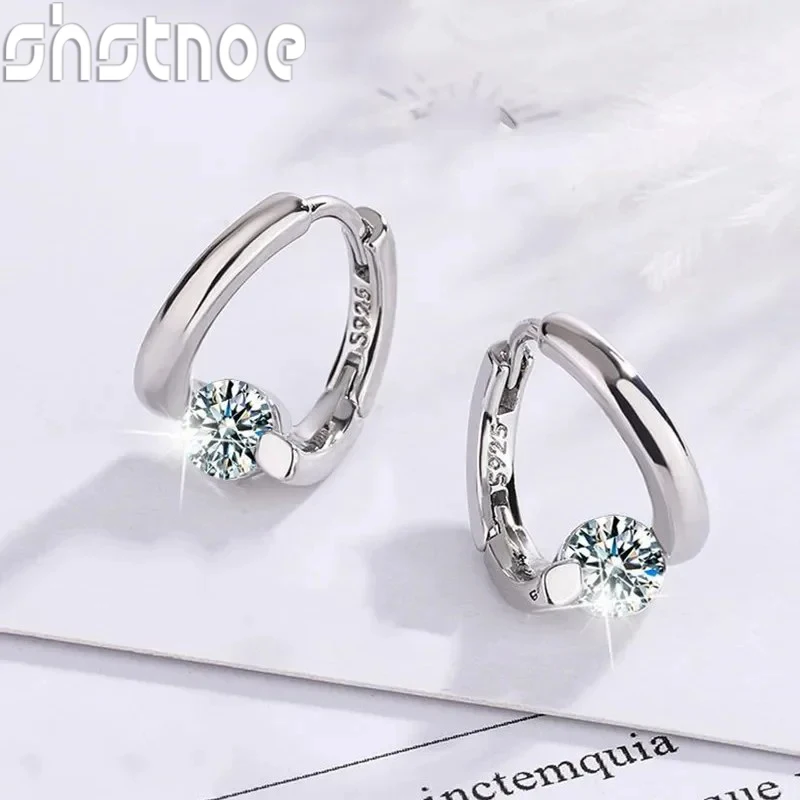 

925 Silver New Women Fashion Jewelry Earrings for Women Classic High Quality Zircon Crystal Gold Stud Earring Valentines Day