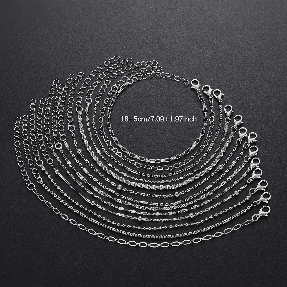 13Pcs/Set Stainless Steel Bracelet for Women, Silver Gold Color Multi Style Combination Chain, Waterproof Exquisite Jewelry Gift