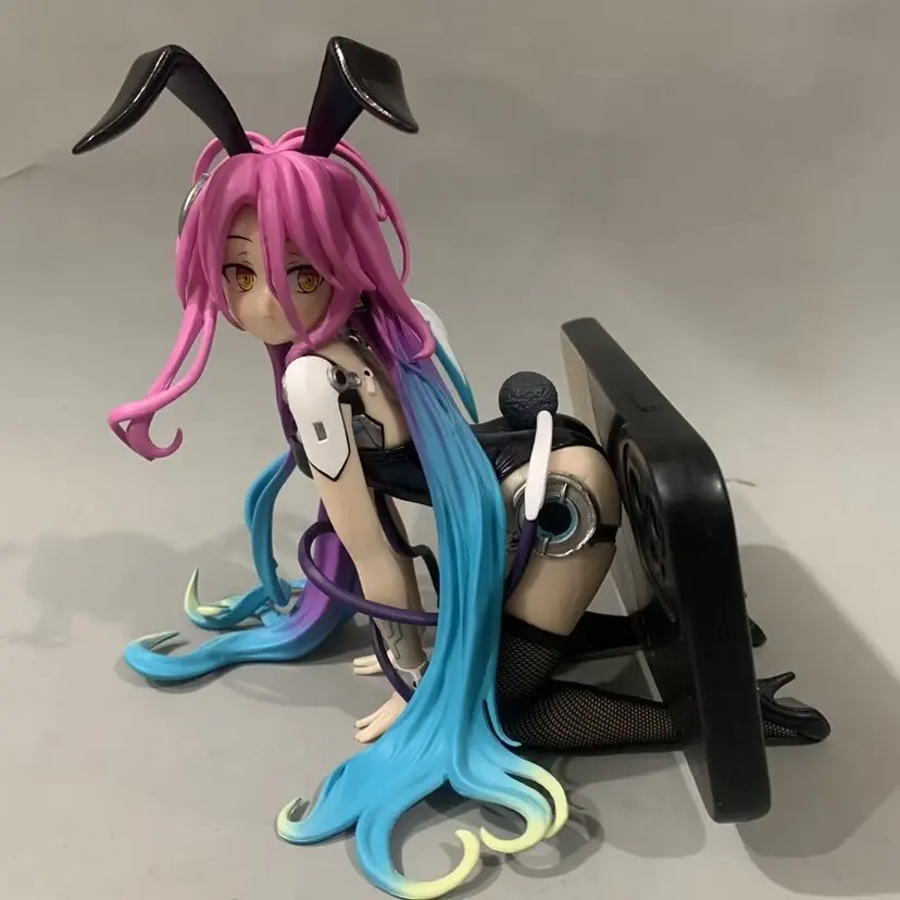 17CM New Anime NO GAME NO LIFE Shiro Sexy Rabbit Girl figure PVC model toys doll Mobile phone holder ornaments gifts