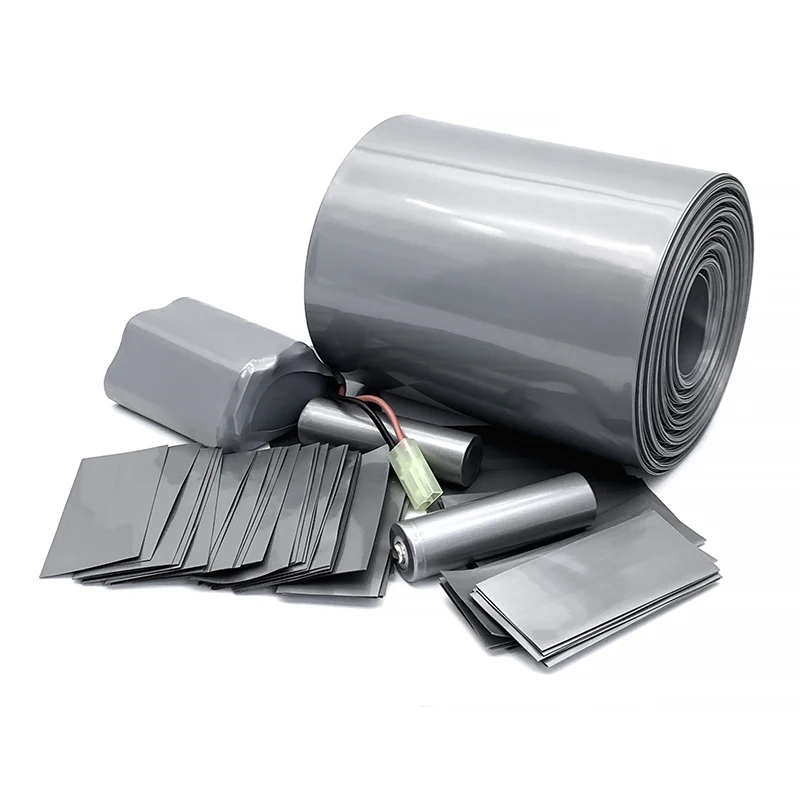 Gray PVC Heat Shrink Tube 30-300mm Flame Retardant Anti-Oxidation Shrink Wrap for 18650 Lithium Battery Pack Case Protection