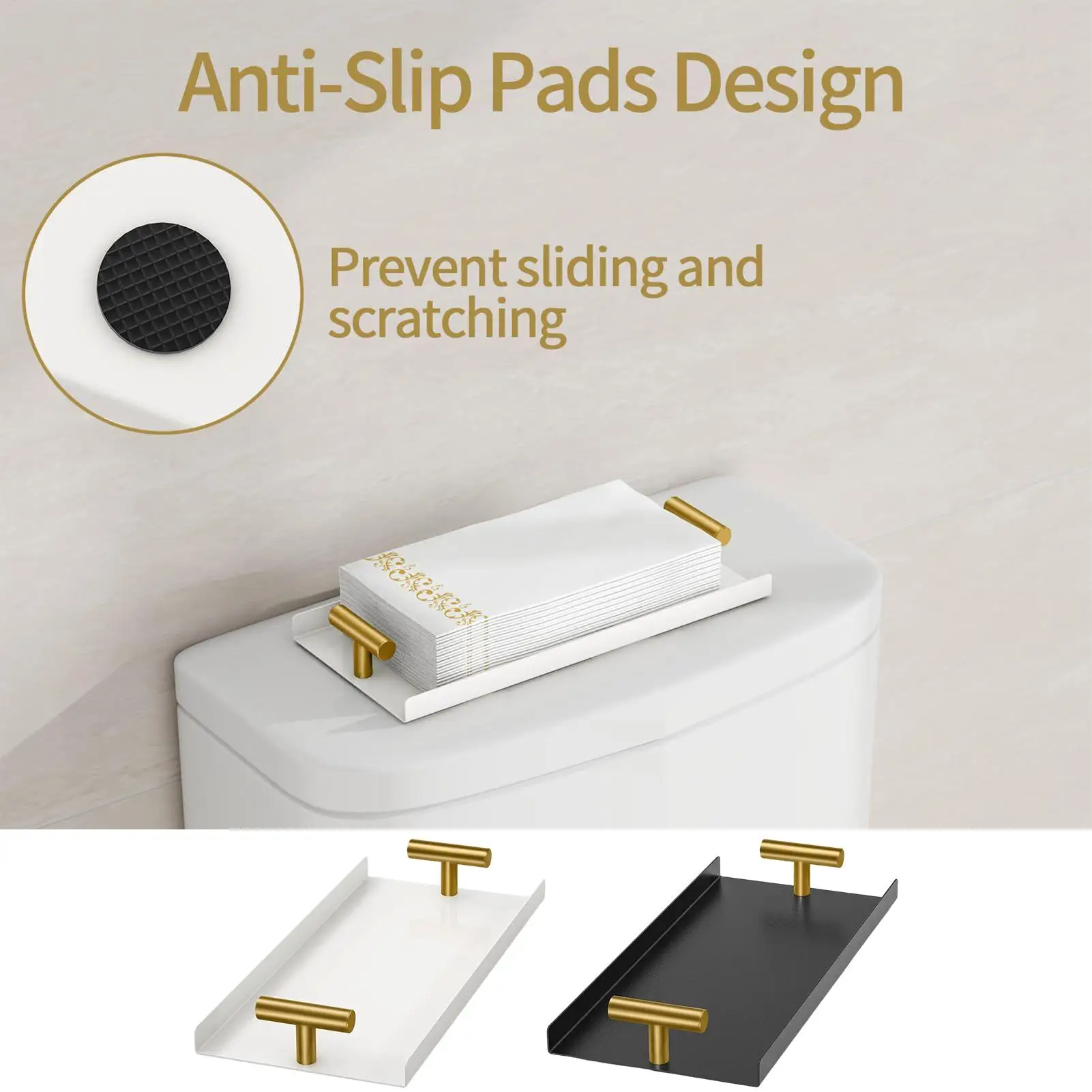 

Guest Towel Tray Steel Dispenser With Golden T-Handle Guest Napkin Holder For Bathroom For Kitchen Bar Party Table Vanity