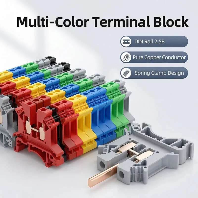 

UKK PT2.5 Din Rail Terminal Double Layer Voltage Current Safety Grounding Terminal 2.5mm² Electrical Wire Conductor Connector
