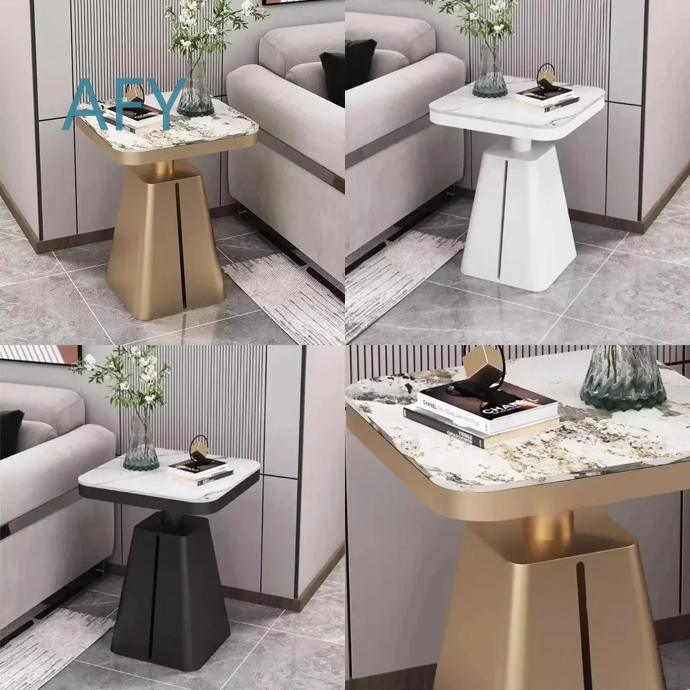 Einfacher Metall-Beistelltisch für Wohnzimmer Moderner Quadratischer Marmor-Lounge-Tisch für Heim-Dekoration Glamouröses Innendesign