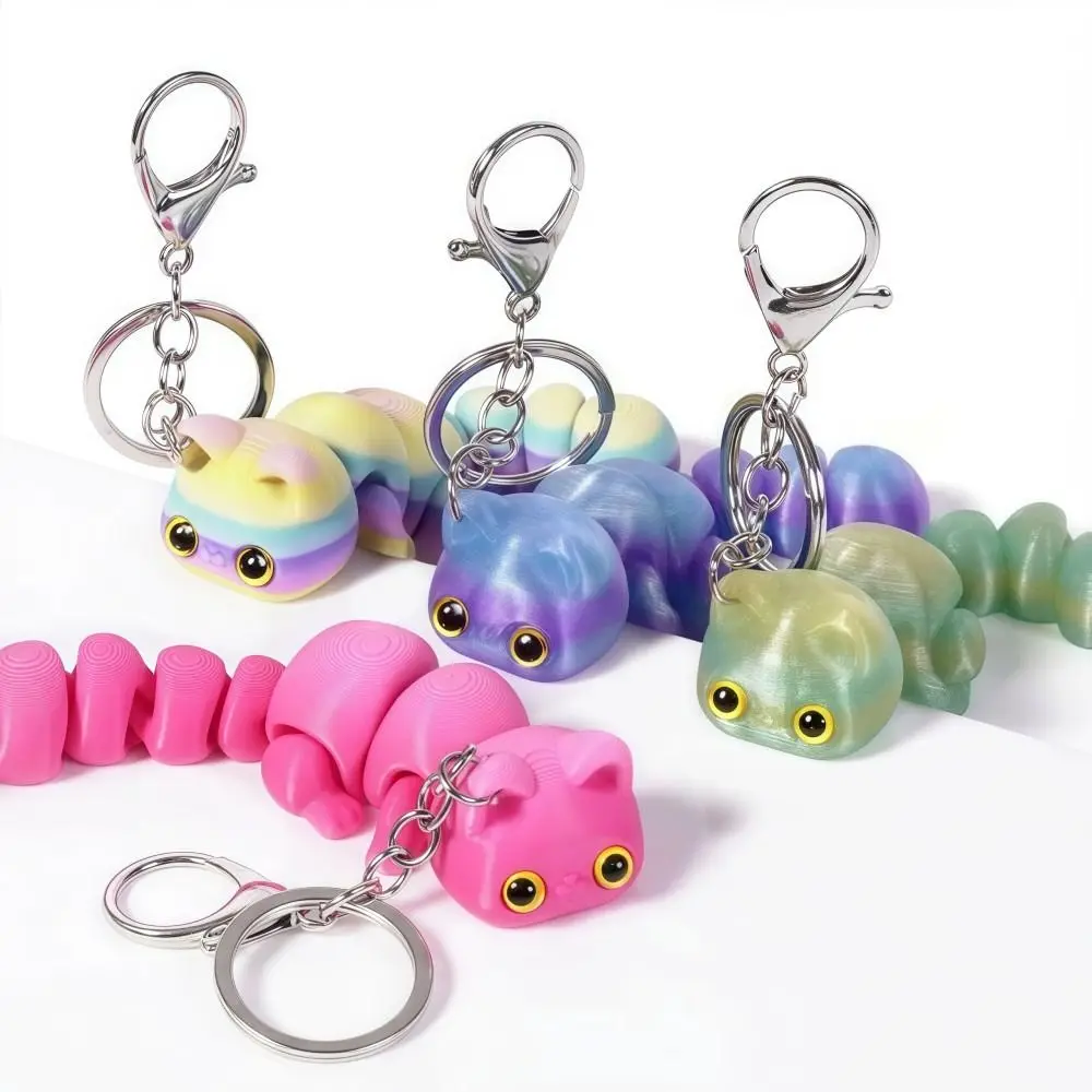 Cartoon Lucky Cat Keychain Articulated Joints 3D Printed Bag Charm Pendant Colorful Versatile Fidget Gift Accessories