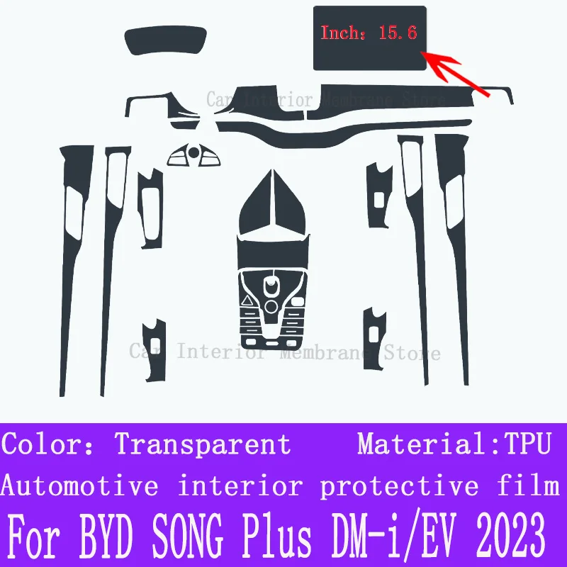 

For BYD SONG Plus 2023 Gearbox Panel Navigation Screen Automotive Interior TPU Protective Film Cover Anti-Scratch
