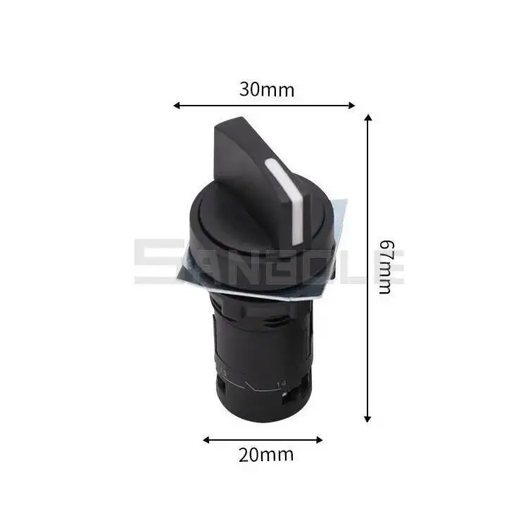 5Pcs XB7-ED21 2-Position Self-Locking Rotary Switch Knob 22MM Plastic Cylindrical Integrated Handle Control