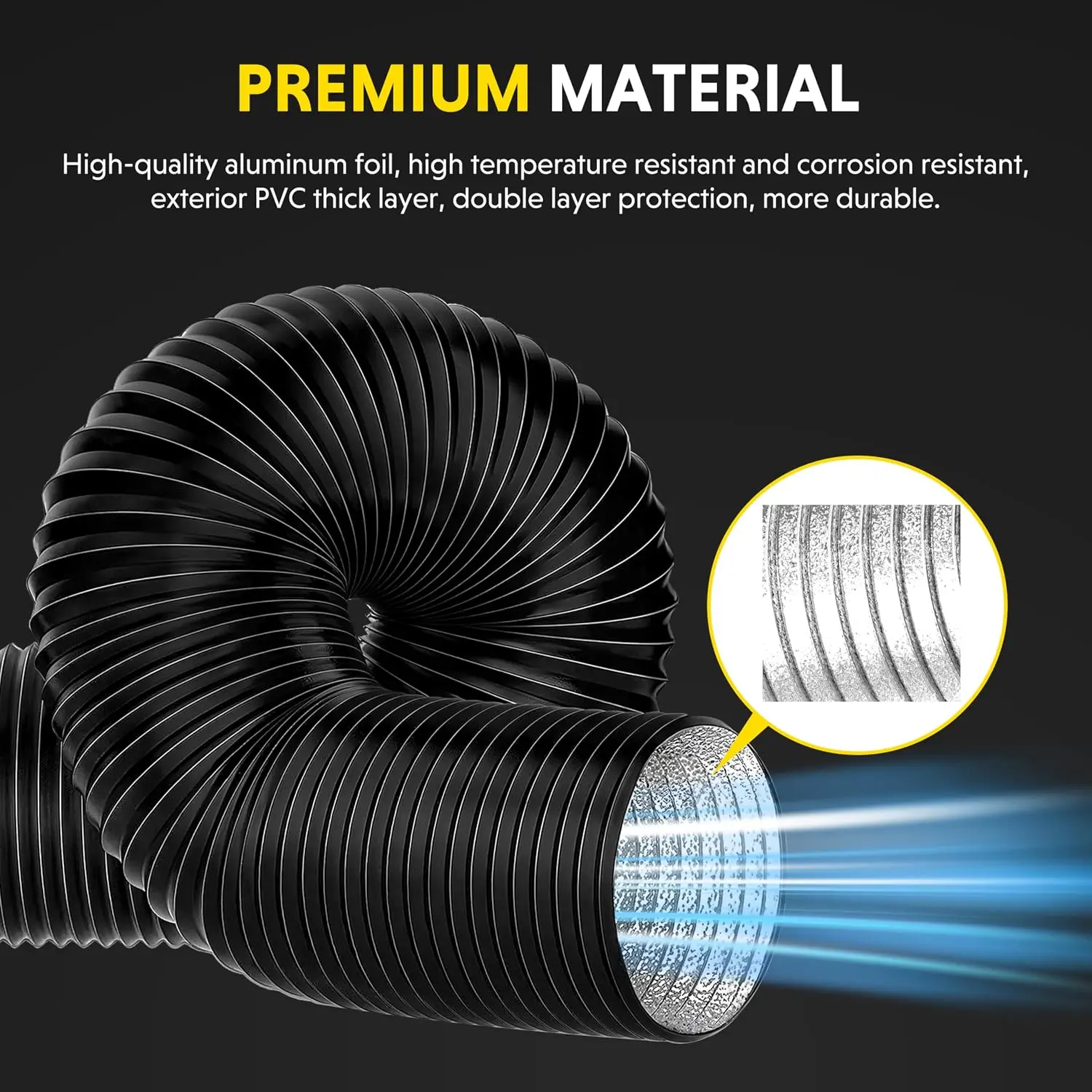 Premium Dryer Vent Hose Insulated Exhaust Ducting for Laundry Room Heat Resistant Flexible Tube with Mesh Filter and Clamps