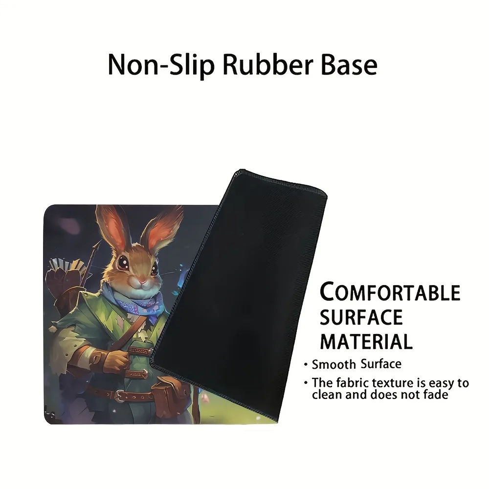 Fantasy Rabbit Print TCG Zoned Play Mat Durable Office Deskpad Party Gathering Card Game Mat Non-slip Keyboard PC Game Mouse Pad