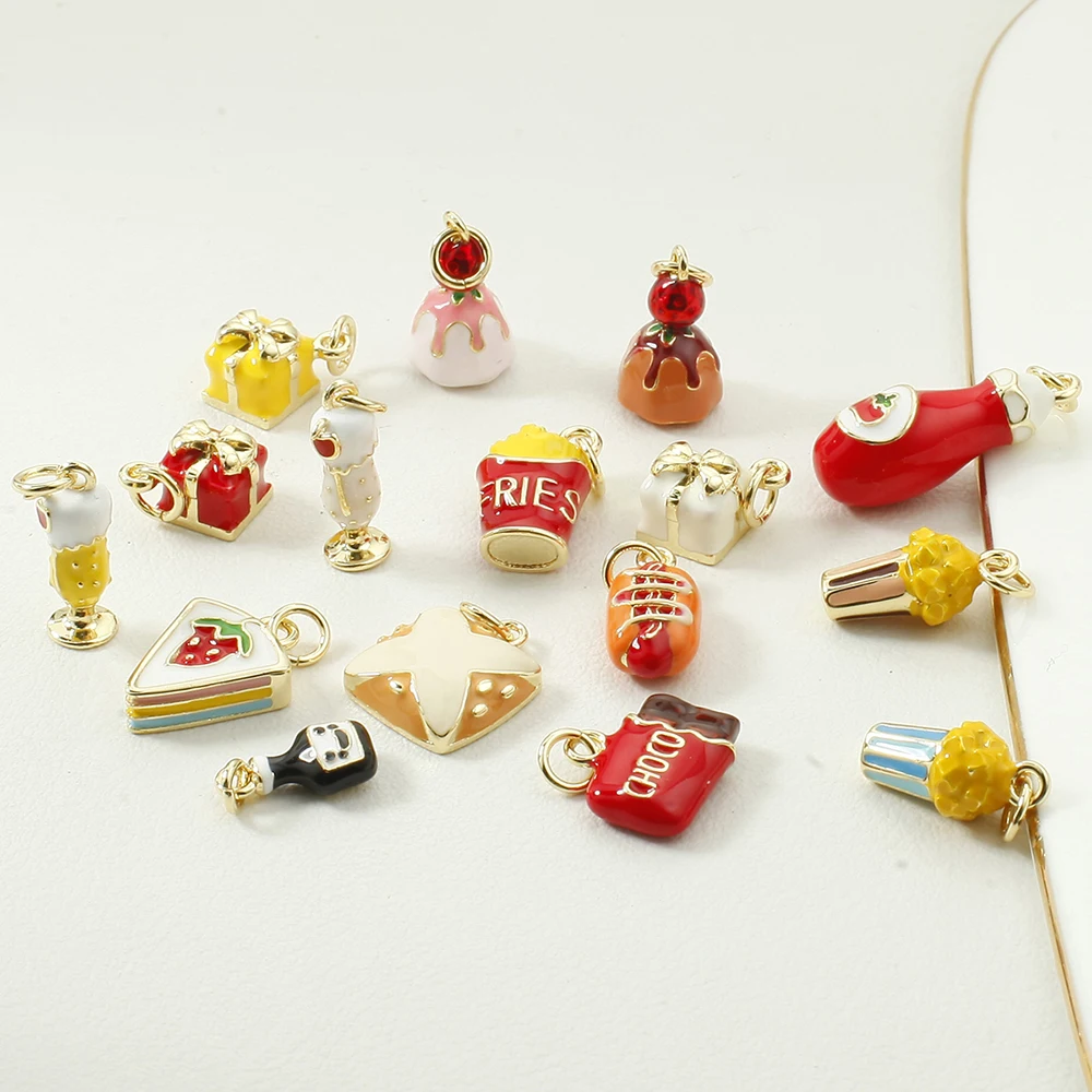 Cute Bee Glass Chocolate Charms For Jewelry Making Supplies Gold Color Diy Earrings Bracelet Necklace Keychain Fashion Jewelry