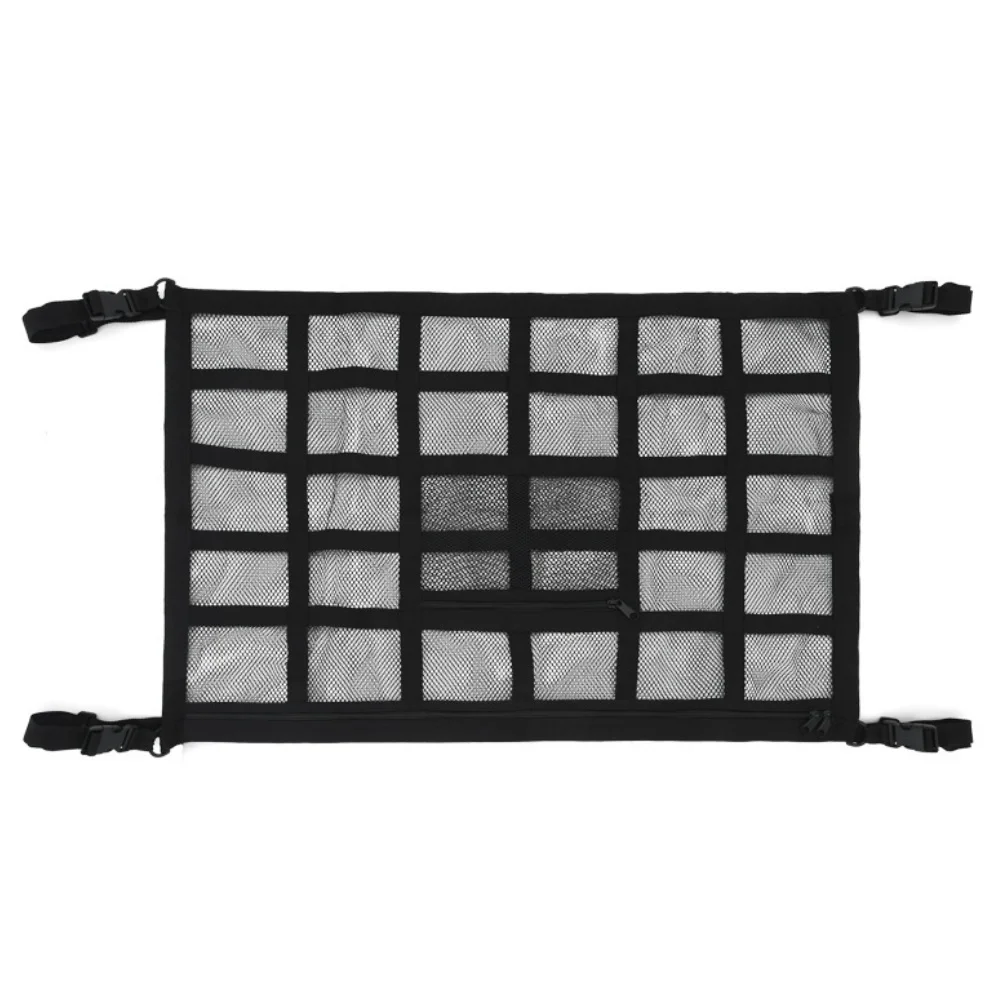 90x65cm Car Ceiling Cargo Net Organizer With 3 Mesh Pockets Overhead Storage Rack For SUV Van Camping Road /Trip Accessories
