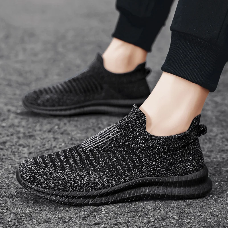 Brand Mens Running Shoes Knitting Sock Sneakers Spring Summer Slip on Flat Shoes Men Plus Size Loafers Flats Sport Tennis Shoes