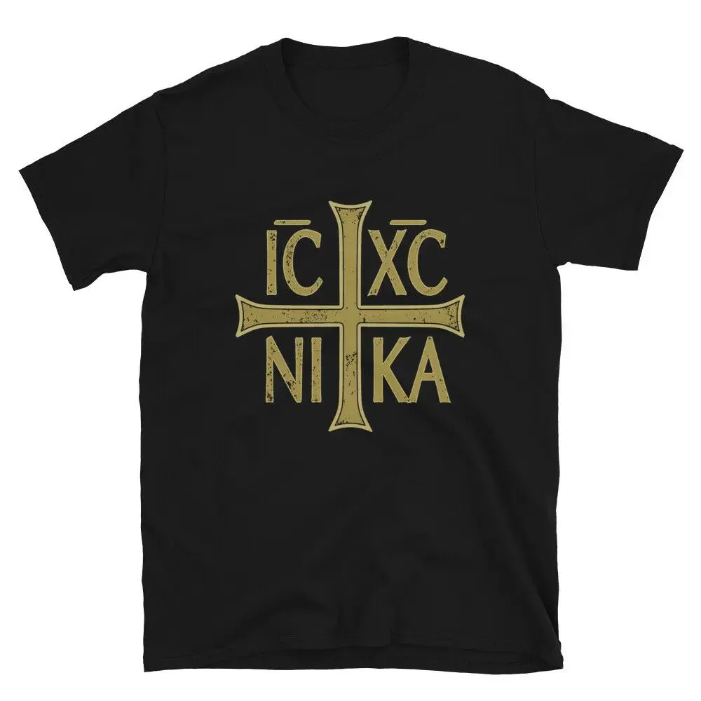 

Футболка ICXC NIKA Cross Christogram Orthodox East Christian. Повседневные футболки из 100% хлопка с короткими рукавами и круглым вырезом, новый размер S-3XL