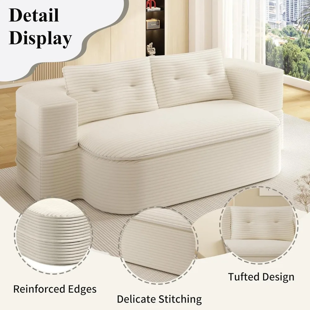 أريكة سرير قابلة للطي 2 في 1، أريكة نوم من قماش سروال قصير، أريكة أرضية قابلة للطي مملوءة بالرغوة مع بطانية متعددة الوظائف #4