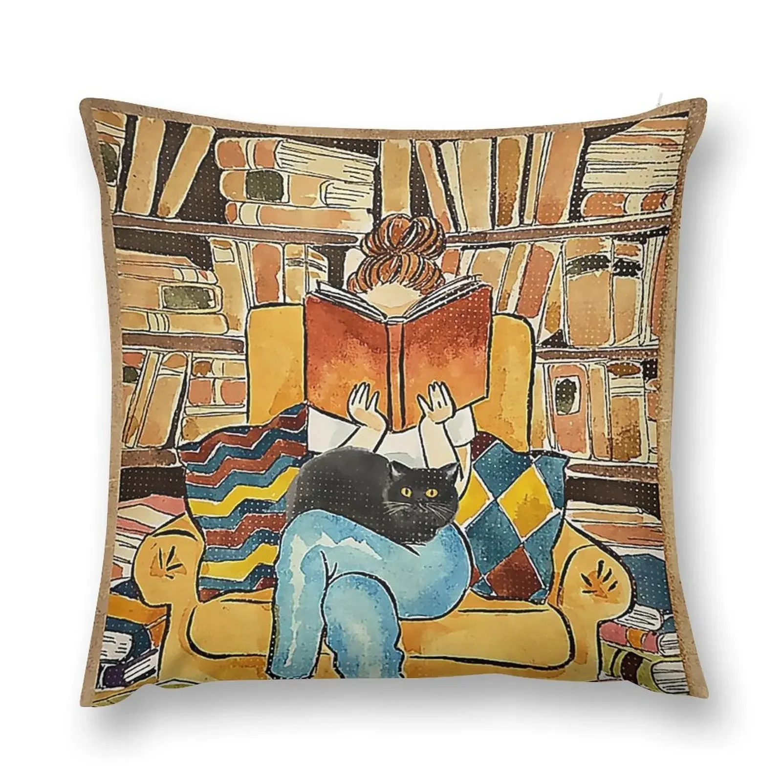 

Just A Girl Who Loves Cats And Books Throw Pillow bed pillows Sofa Covers pillow