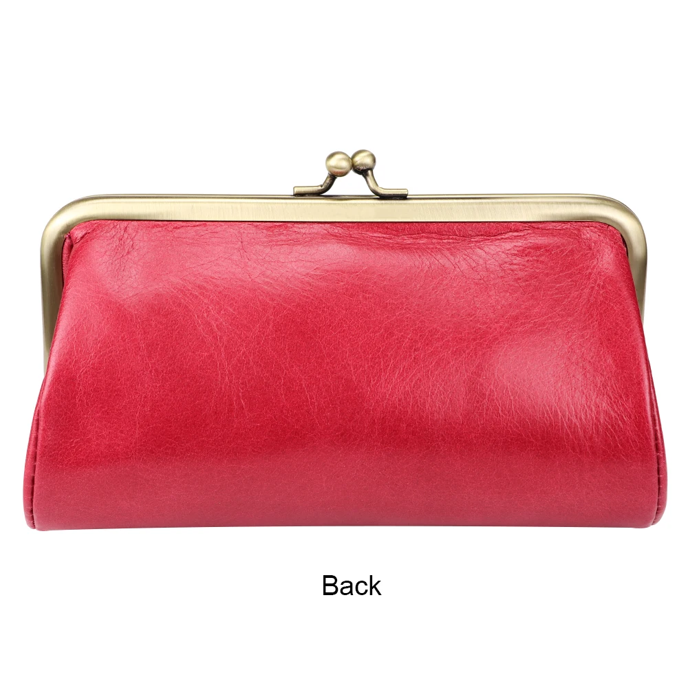 Royal Bagger Elegant Clutch Bags for Women Genuine Cow Leather Handbag Vintage Money Clip Purse Evening Bag with Kiss Lock 1492