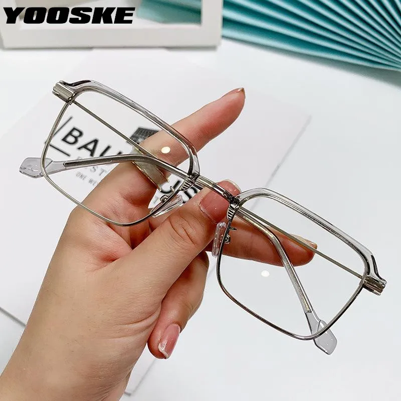 

YOOSKE Vintage Half Frame Reading Glasses Women Men Square Anti Blue Light Hyperopia Prescription Eyegalsses +1.0 1.5 2.0 2.5