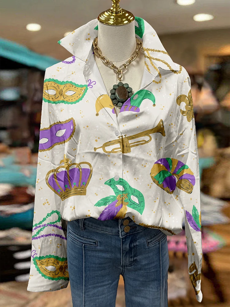 Mardi Gras Mask Bread Print Shirt