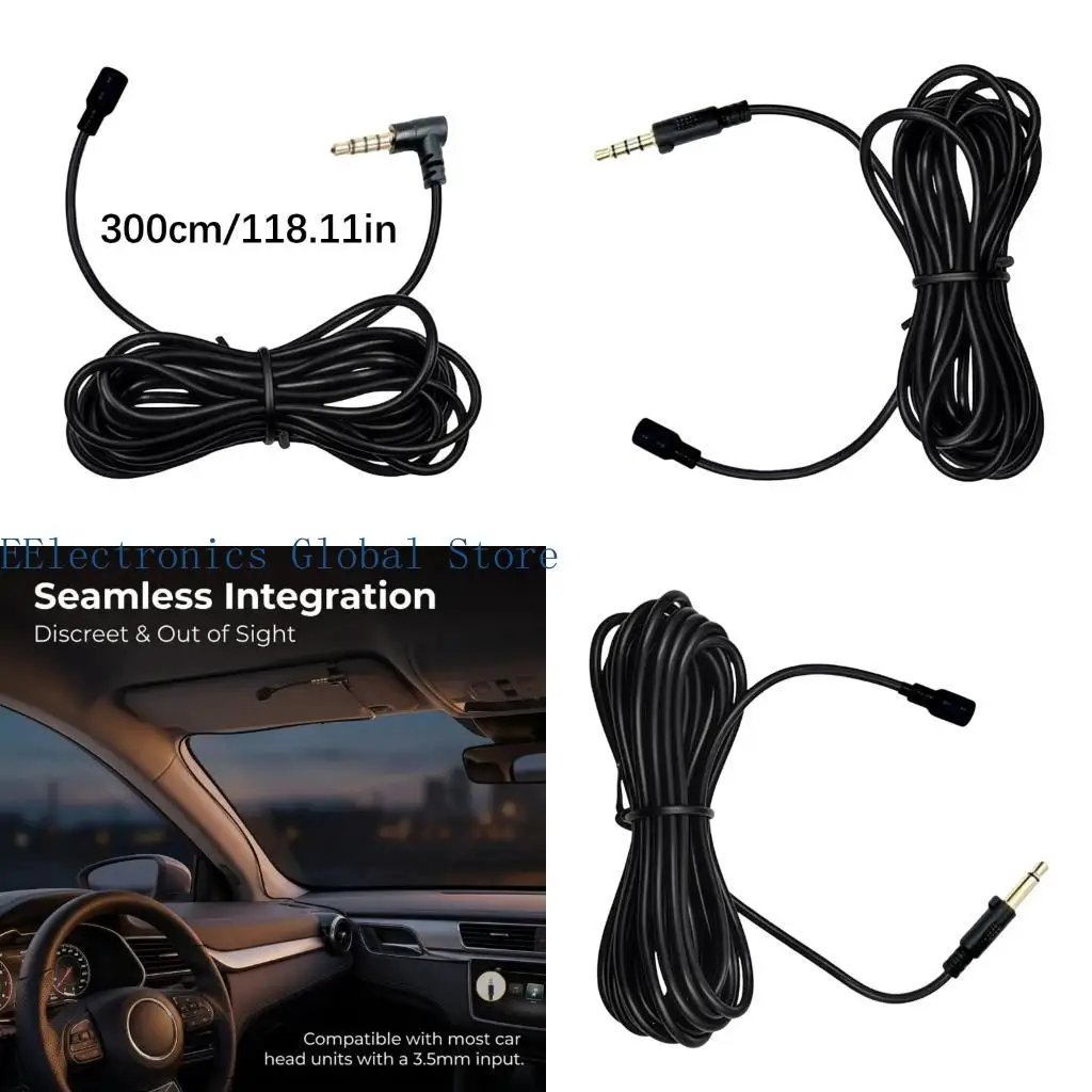 462B Navigation Voice Pickup, 3.5mm External Car Unit with 3 Meter Cable for Head Unit Calling and Speech Input Daily