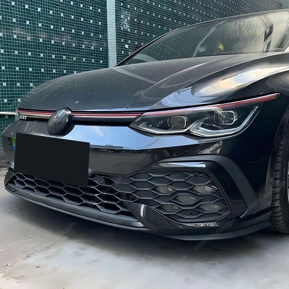 Car 2Pcs Front Bumper Side Splitter Spoiler Trim Fog Light Canard Body Kits For VW Golf 8 MK8 GTI / R-Line 2020-2024 ABS Tuning
